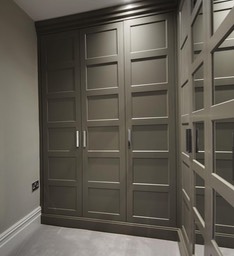 grey shaker wardrobes with mirrors